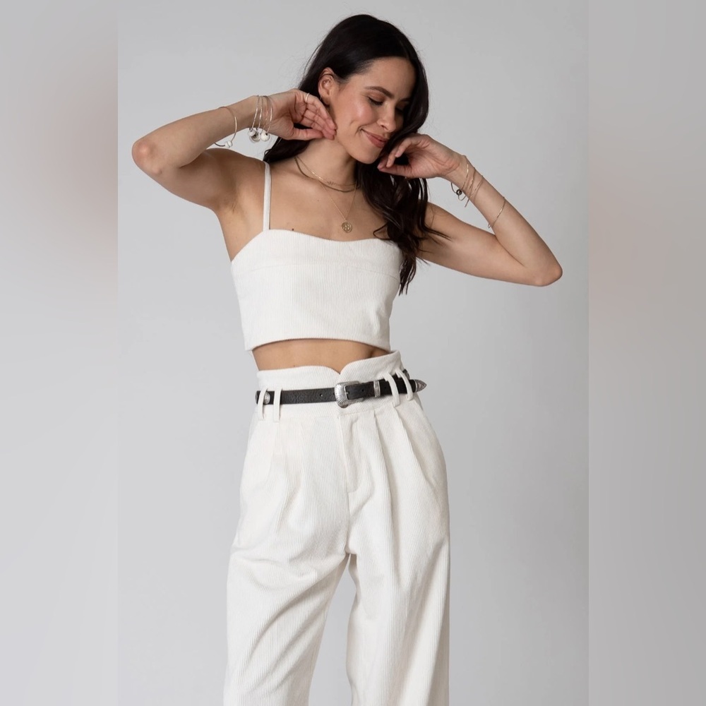 Stillwater Corduroy Le Bra Top in off White 100% Cotton size Small